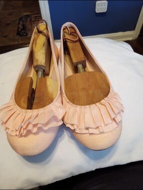 Time and Tru Peach Ruffle Ballet Flats